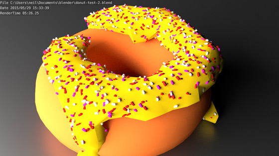 There are several tutorials to make a donut with frosting and sprinkles on the internet, I followed one and tweaked it.  The frosting slipped off in one area but it looks ok and I'm particularly proud of the randomness of the sprinkles. It was a good test to get to know various different aspects of...