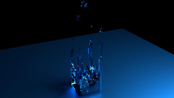 This is a 3D test of water dropping into the shape of a rectangular box in Blender with cycles.
 This uses Blender's fluid mechanics and the automatic animation that comes when you create a fluid source and a domain and let it get to work. One of the very first tests I did on animation in Blender al...